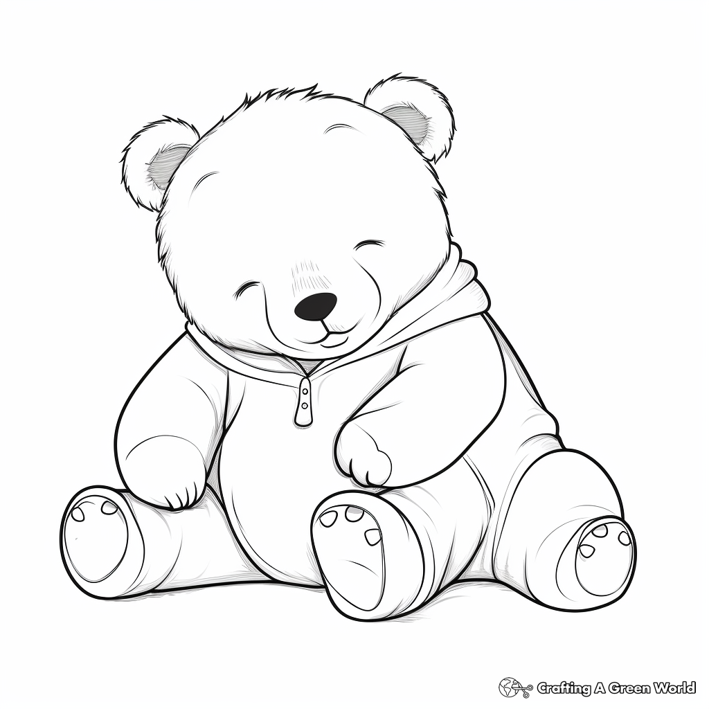 Sleeping Baby Bear in Pajamas Coloring Pages 4