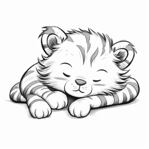Sleeping Baby Tiger Coloring Pages 1