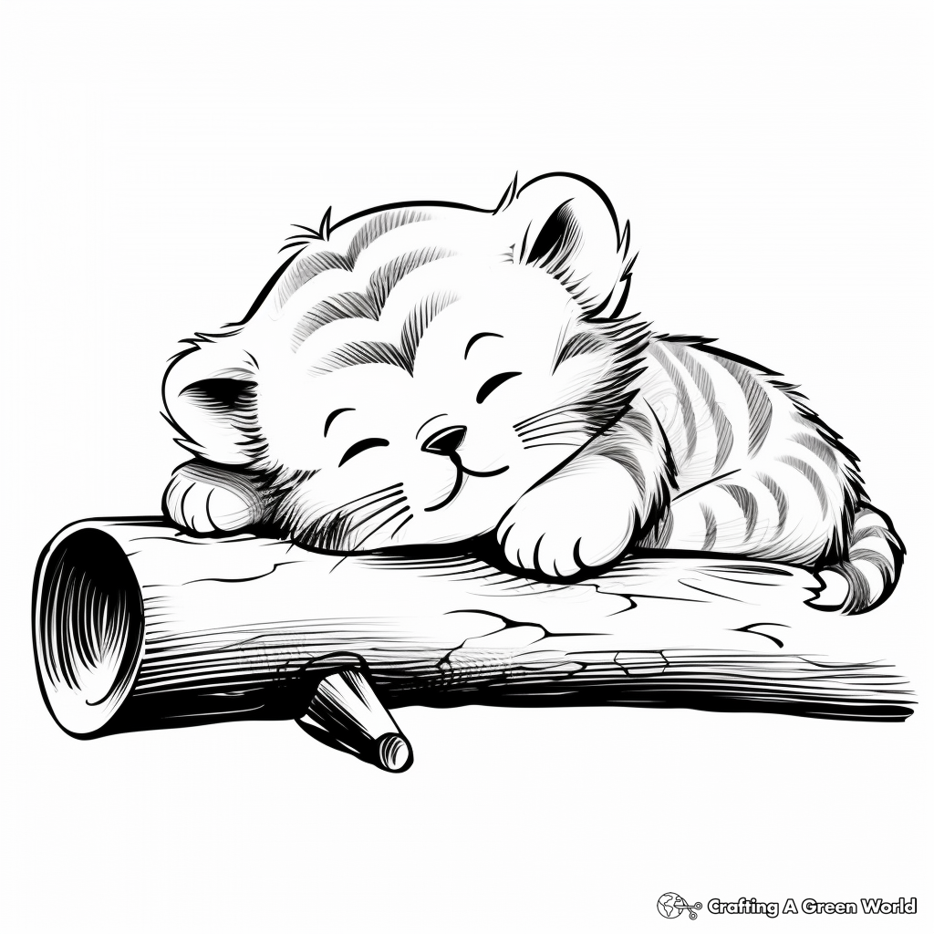 Sleeping Baby Tiger Coloring Pages 2