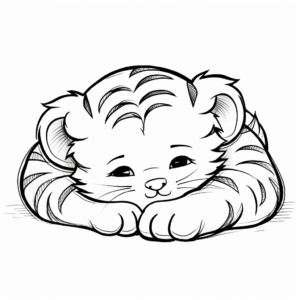 Sleeping Baby Tiger Coloring Pages 3