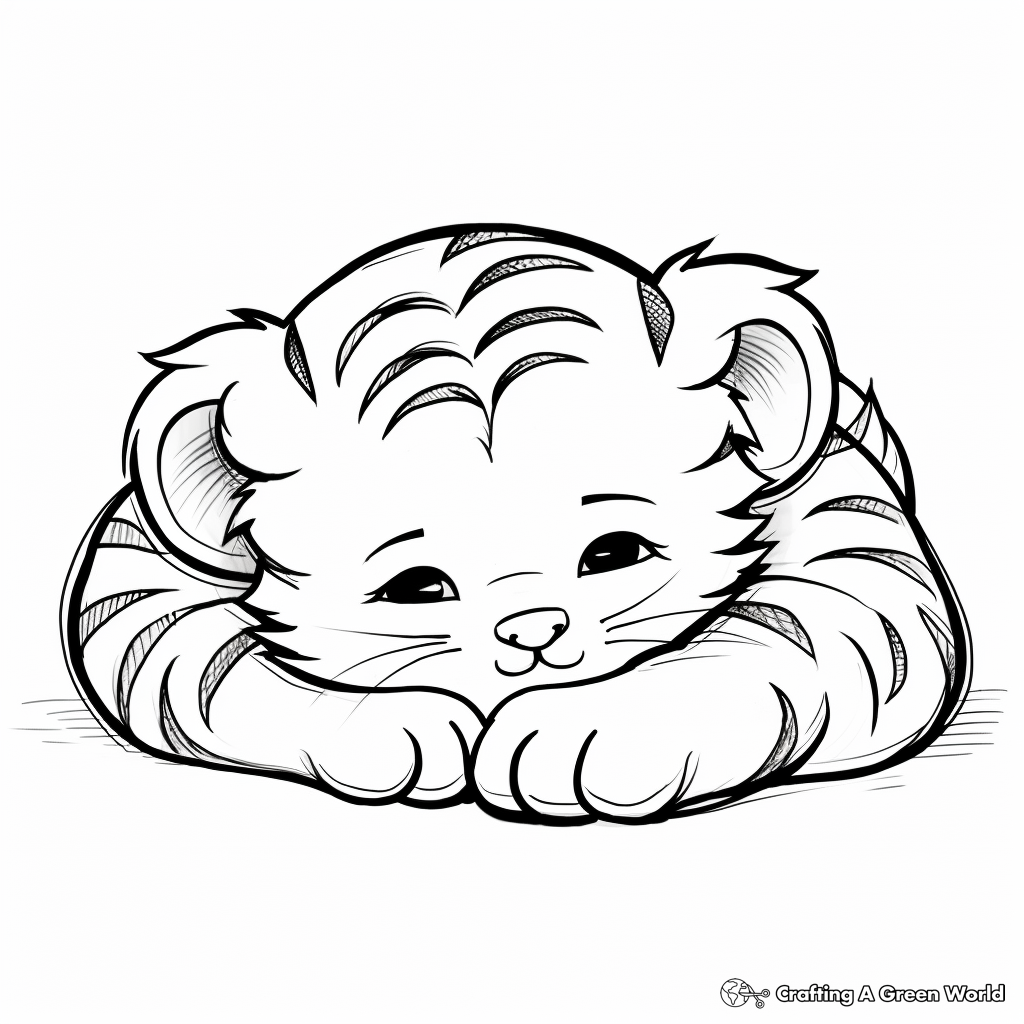 Sleeping Baby Tiger Coloring Pages 3