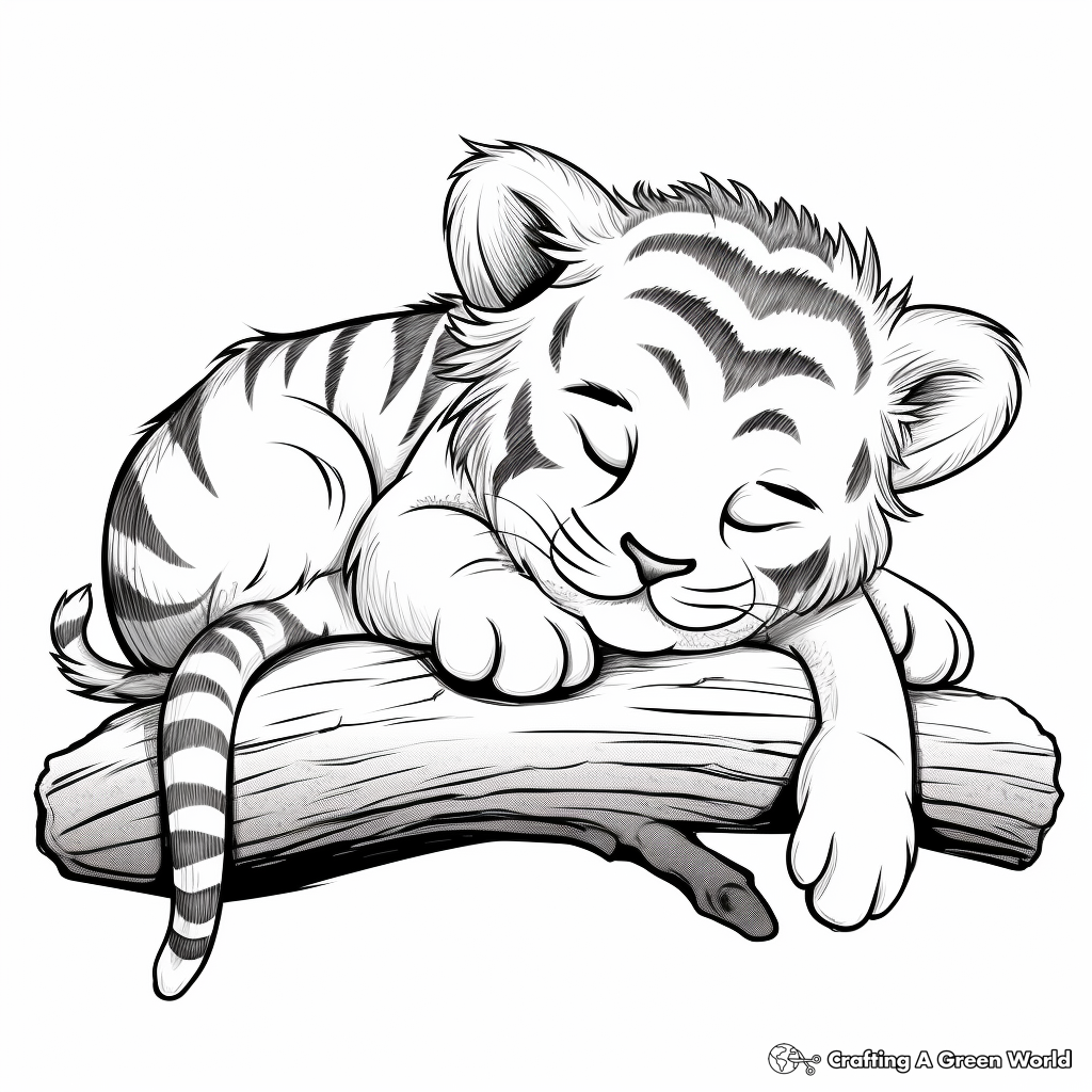 Sleeping Baby Tiger Coloring Pages 4