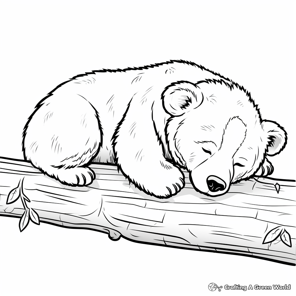 Sleeping Bear Cub: Relaxing Coloring Pages 1