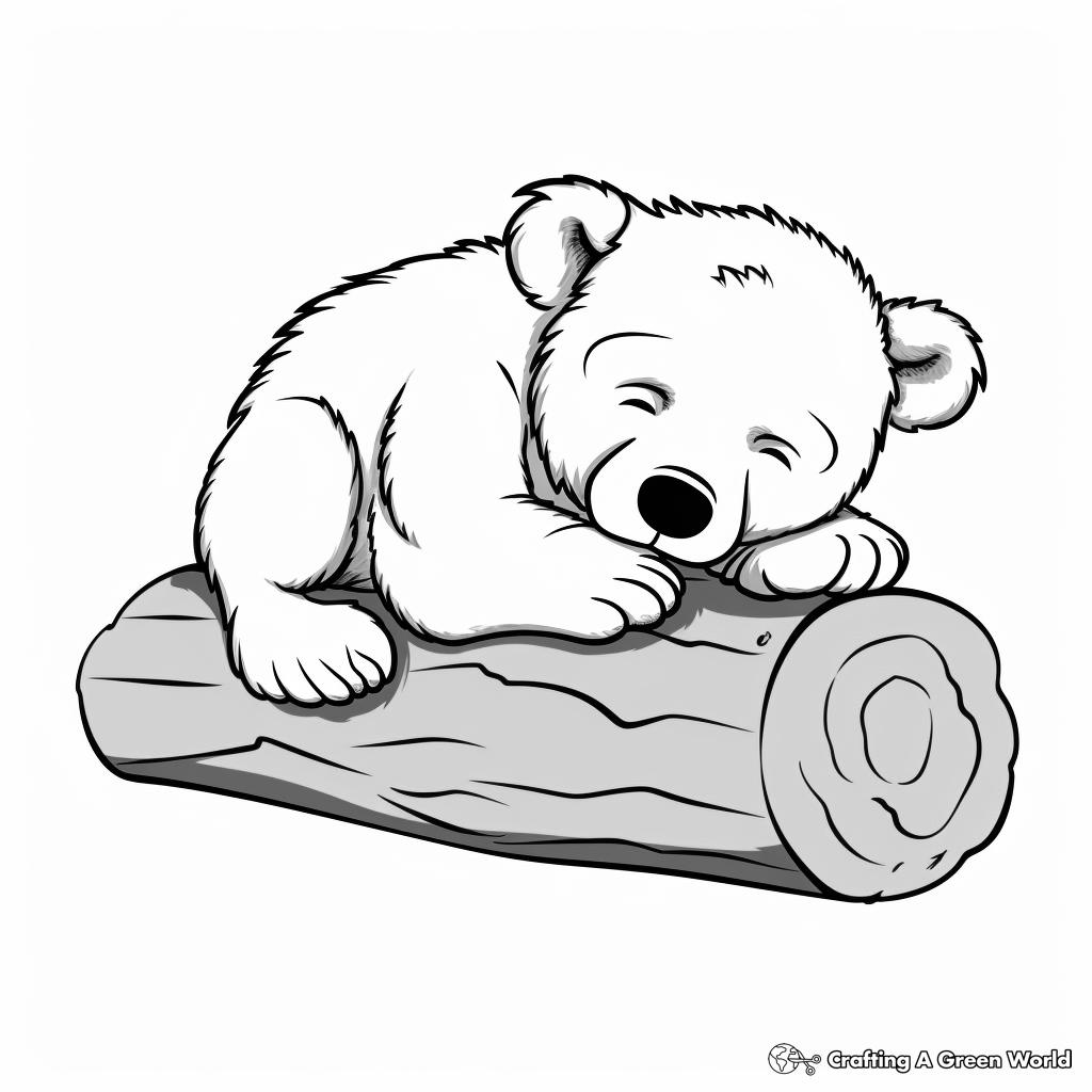 Sleeping Bear Cub: Relaxing Coloring Pages 2