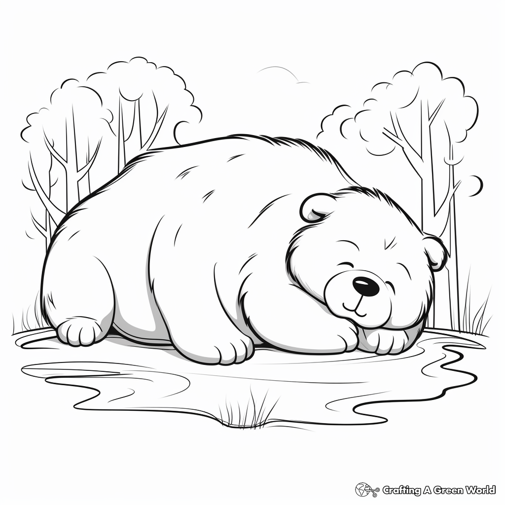 Sleeping Beaver Coloring Pages for Relaxation 3