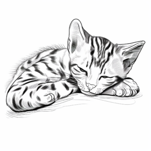 Sleeping Bengal Cat Coloring Pages 3