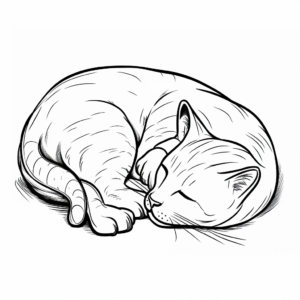 Sleeping Cat and Mouse Coloring Pages 4