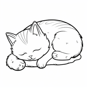 Sleeping Cat on a Cupcake Coloring Pages 1