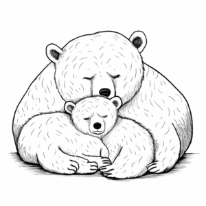Sleeping Mama Bear and Cubs Coloring Pages 2