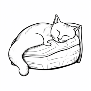 Sleeping Siamese Cat Coloring Pages 2