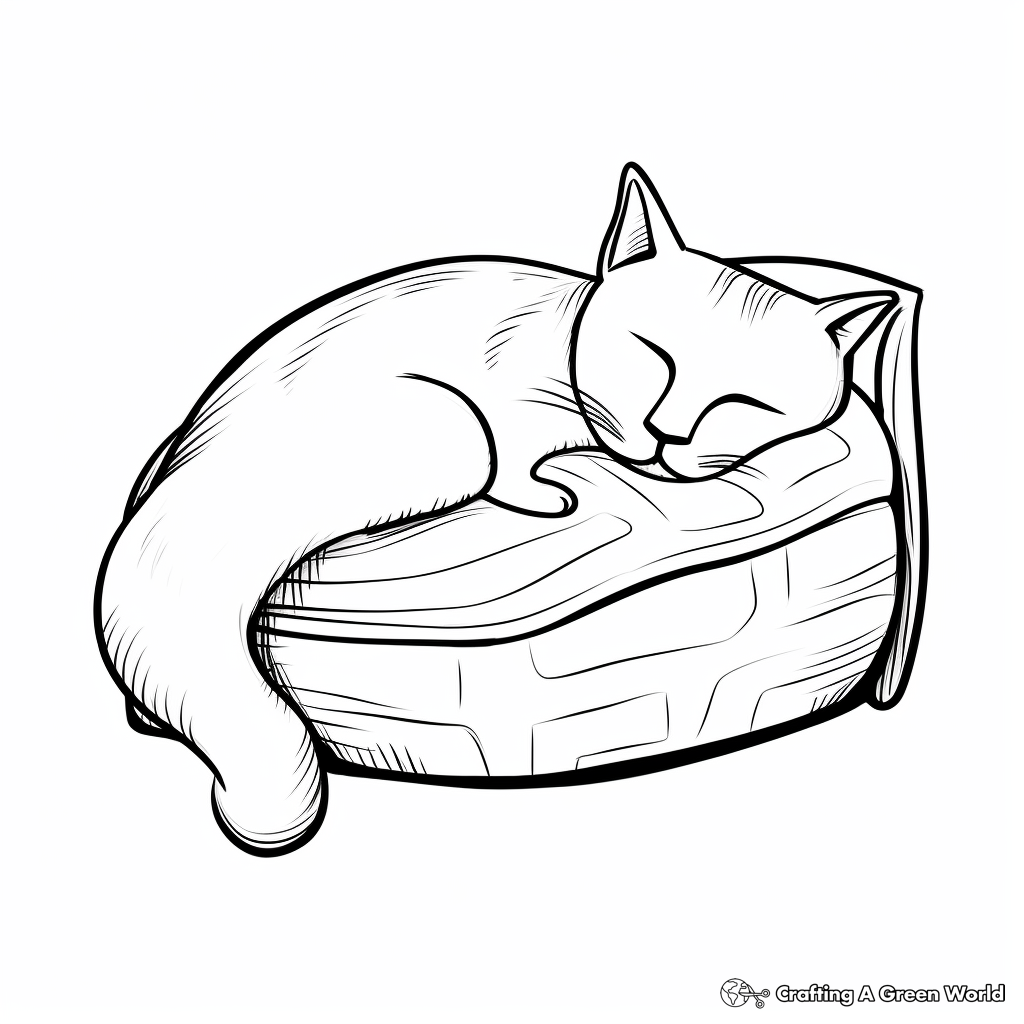 Sleeping Siamese Cat Coloring Pages 2