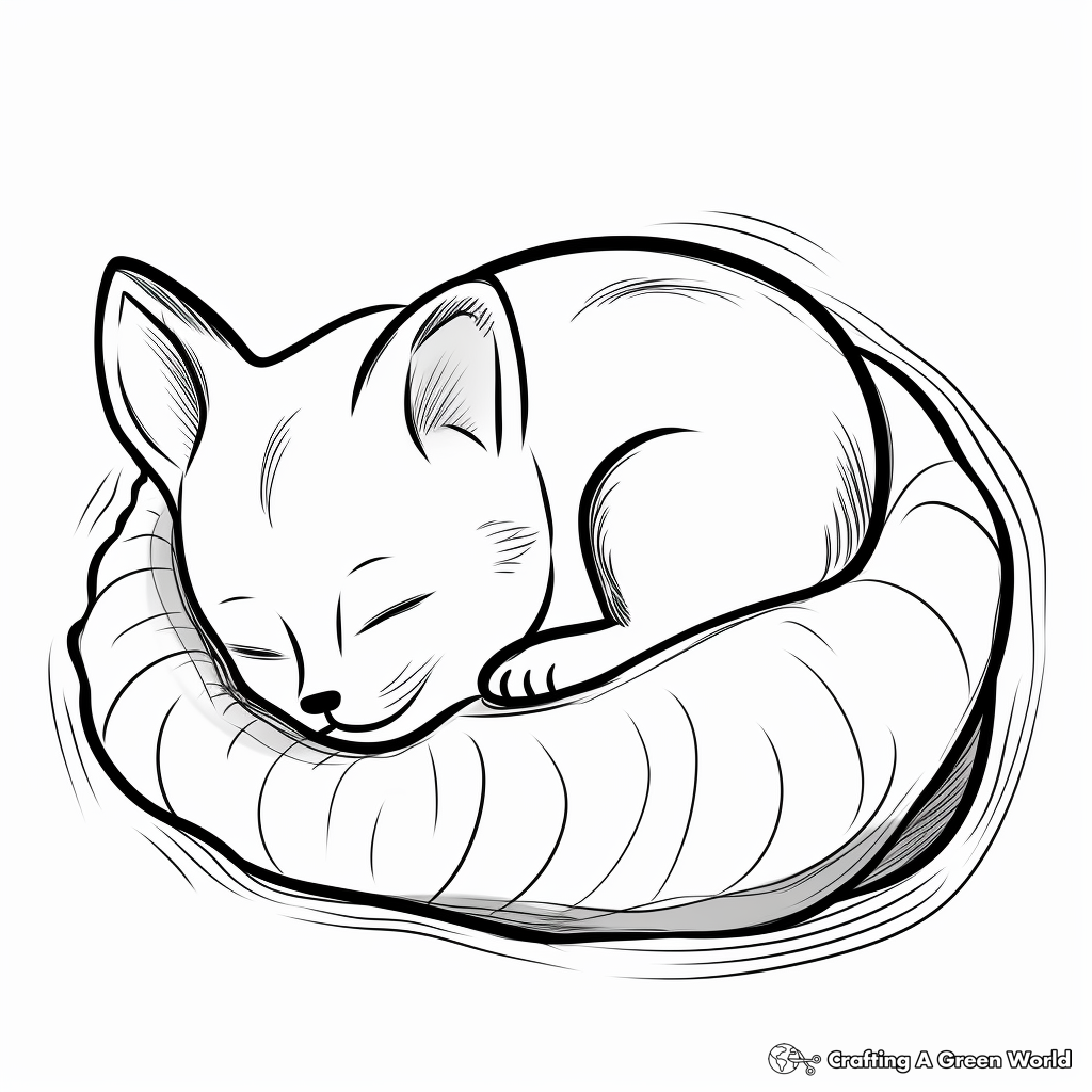 Sleeping Siamese Cat Coloring Pages 3