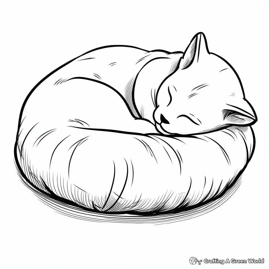 Sleeping Siamese Cat Coloring Pages 4