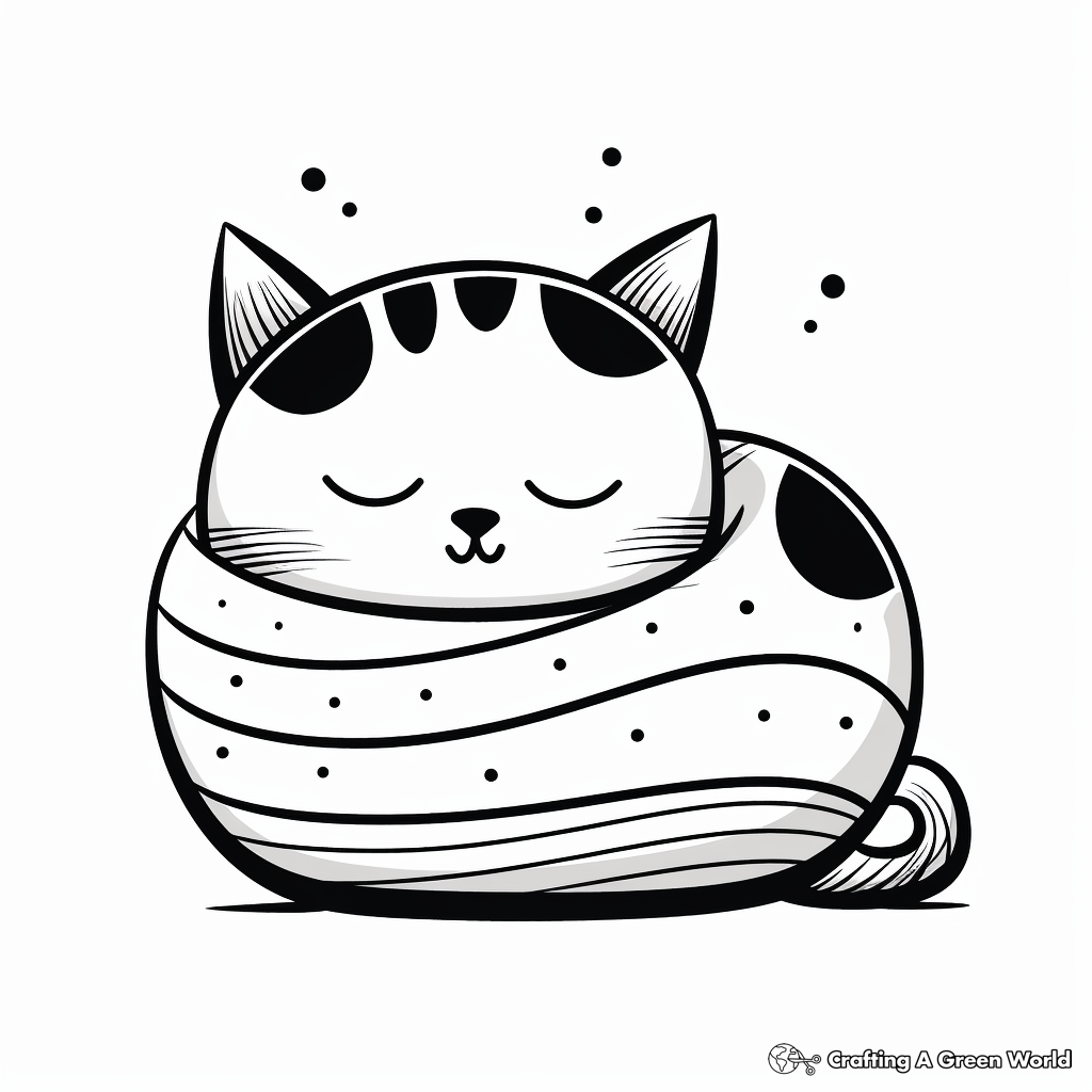 Sleeping Striped Cat Coloring Pages 3