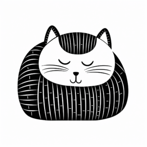 Sleeping Striped Cat Coloring Pages 4