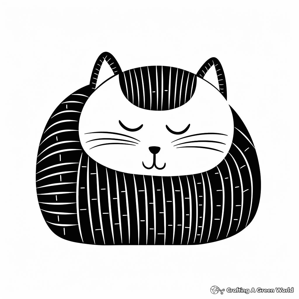 Sleeping Striped Cat Coloring Pages 4