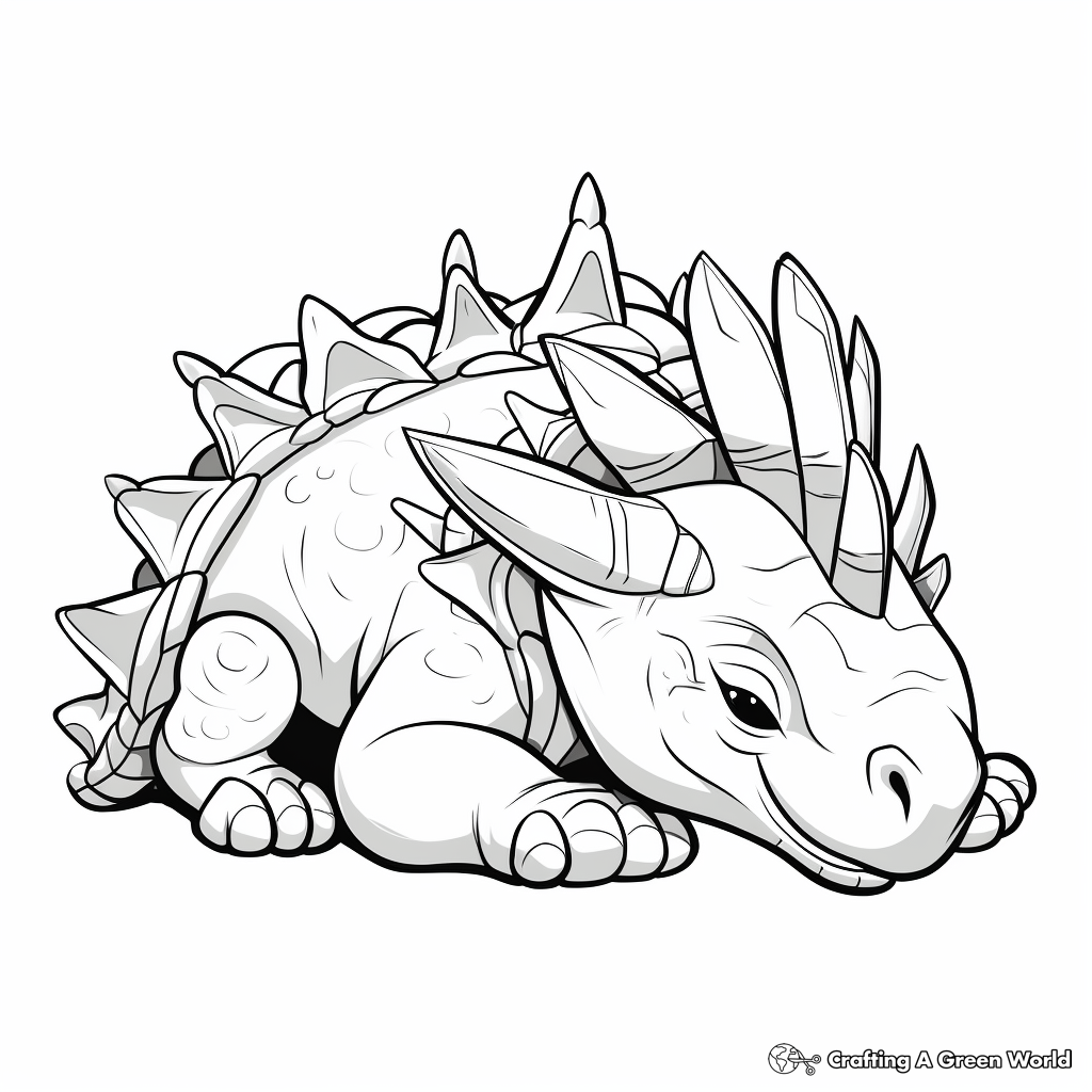 Sleeping Triceratops: A Peaceful Coloring Page 3