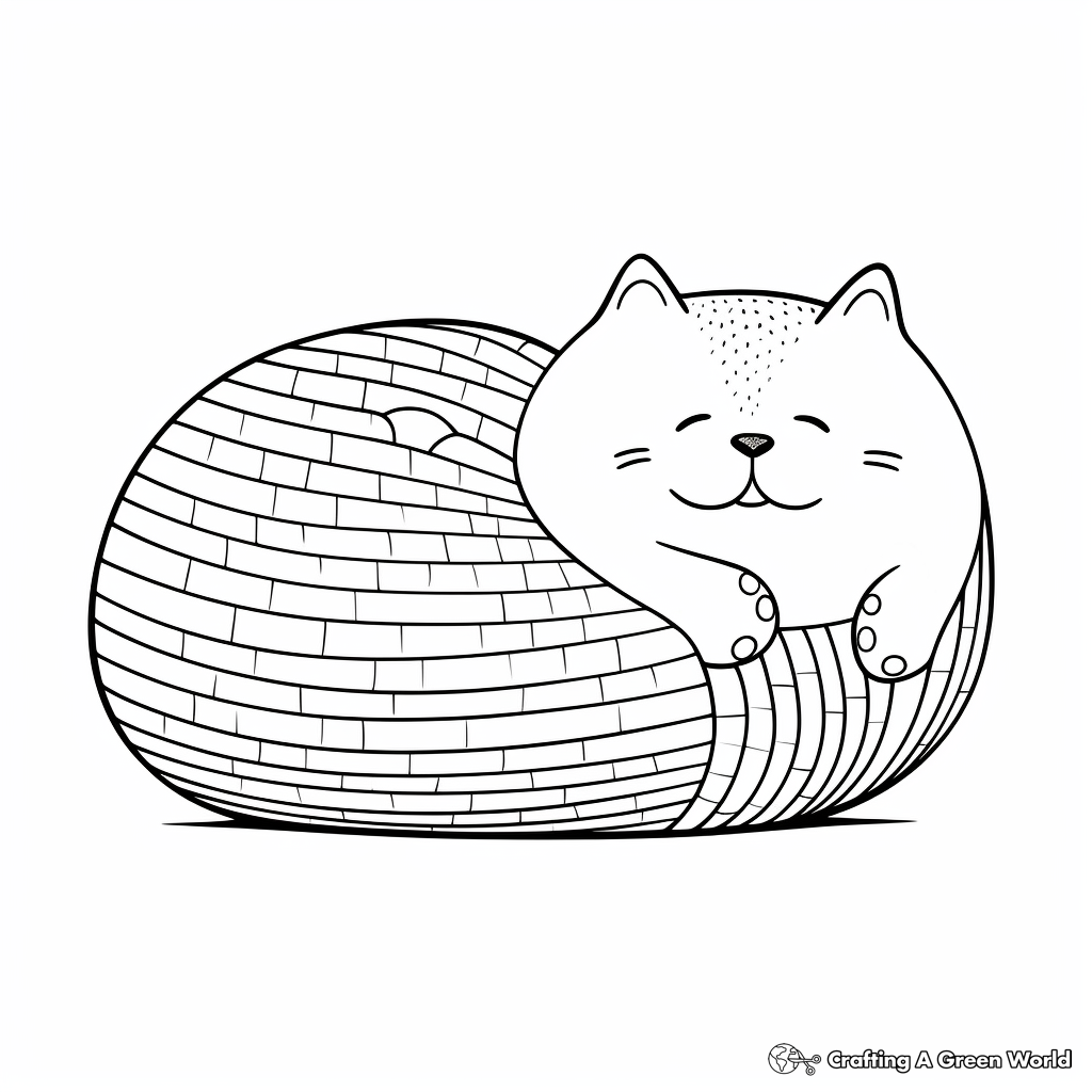 Sleepy Fat Cat Snoozing Coloring Pages 2