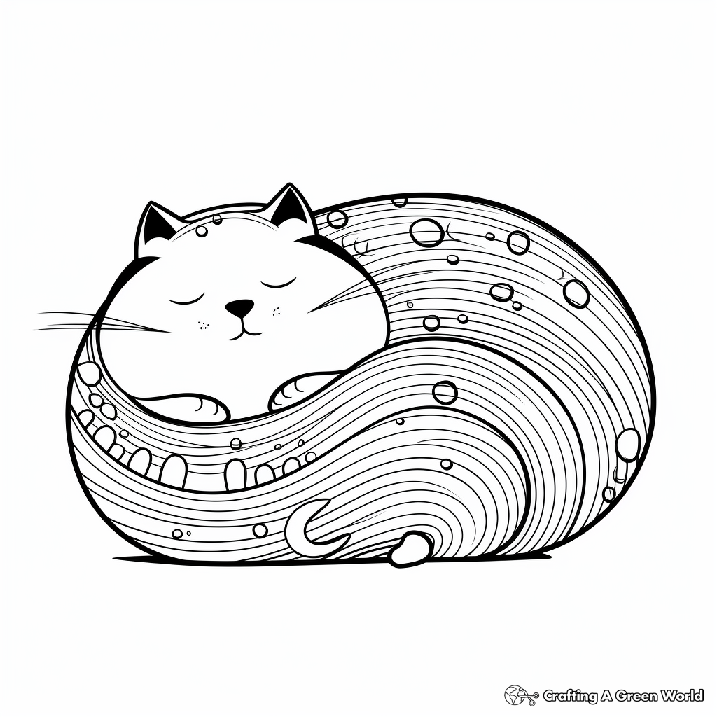 Sleepy Fat Cat Snoozing Coloring Pages 3