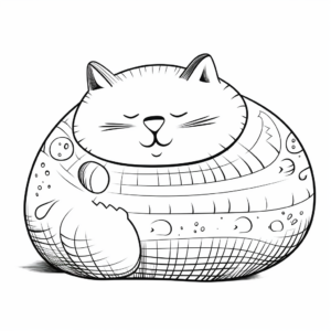 Sleepy Fat Cat Snoozing Coloring Pages 4
