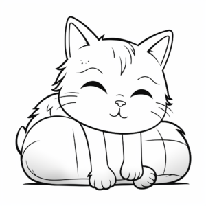 Sleepy Time Pillow Cat Coloring Pages 2