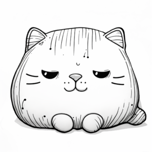 Sleepy Time Pillow Cat Coloring Pages 3