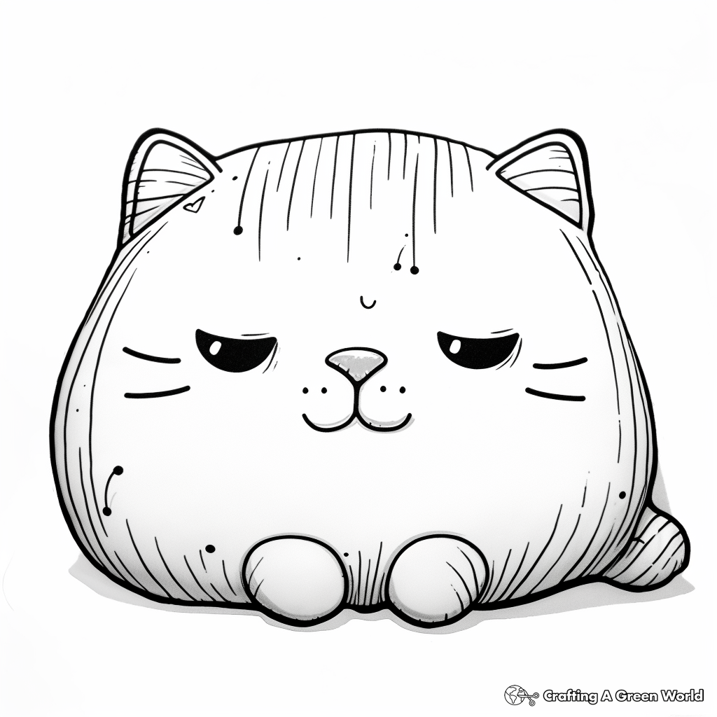 Sleepy Time Pillow Cat Coloring Pages 3