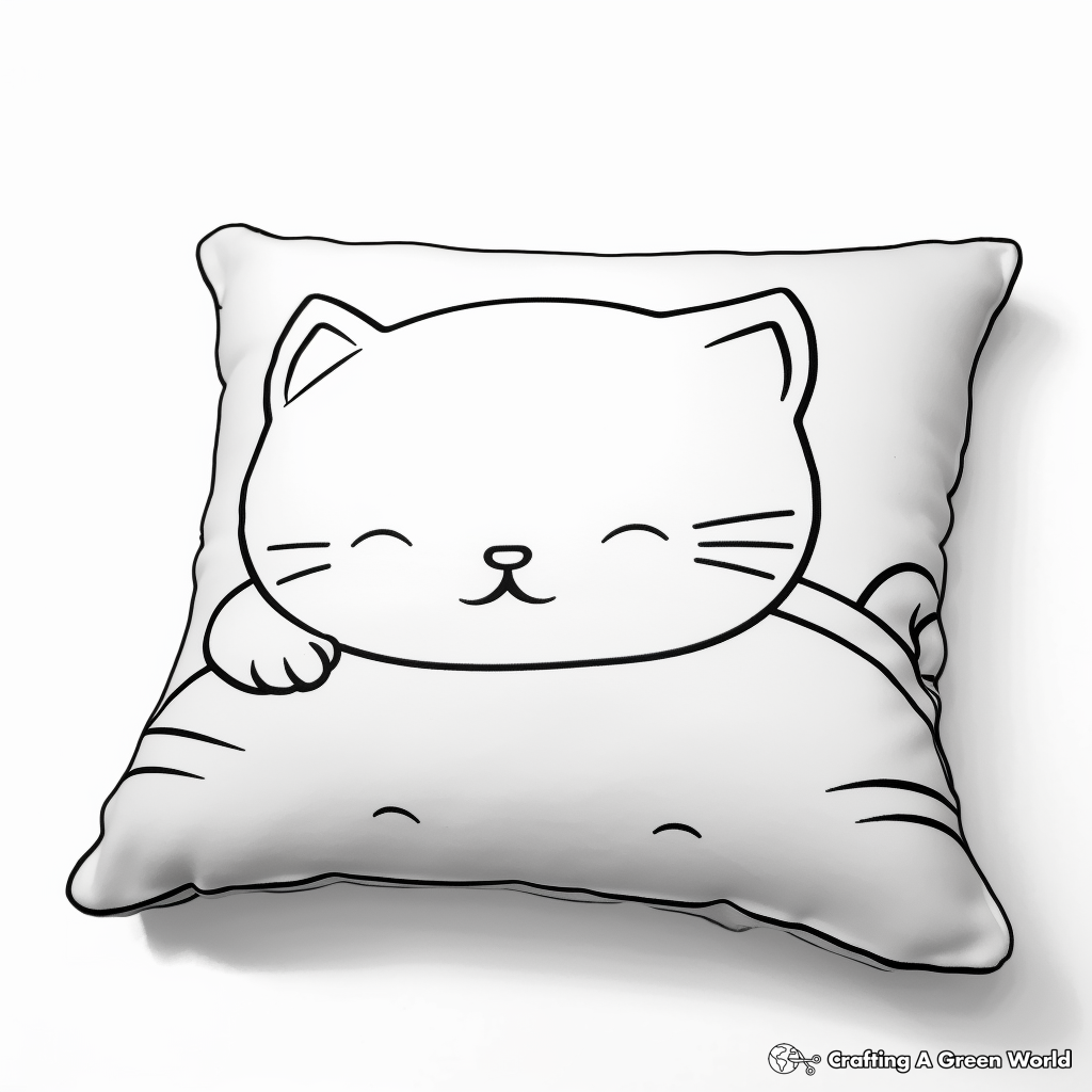 Sleepy Time Pillow Cat Coloring Pages 4