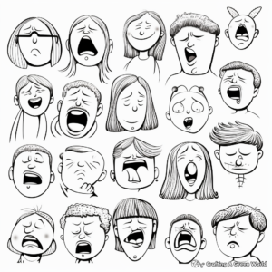 Sleepy Yawning Faces Coloring Pages 2
