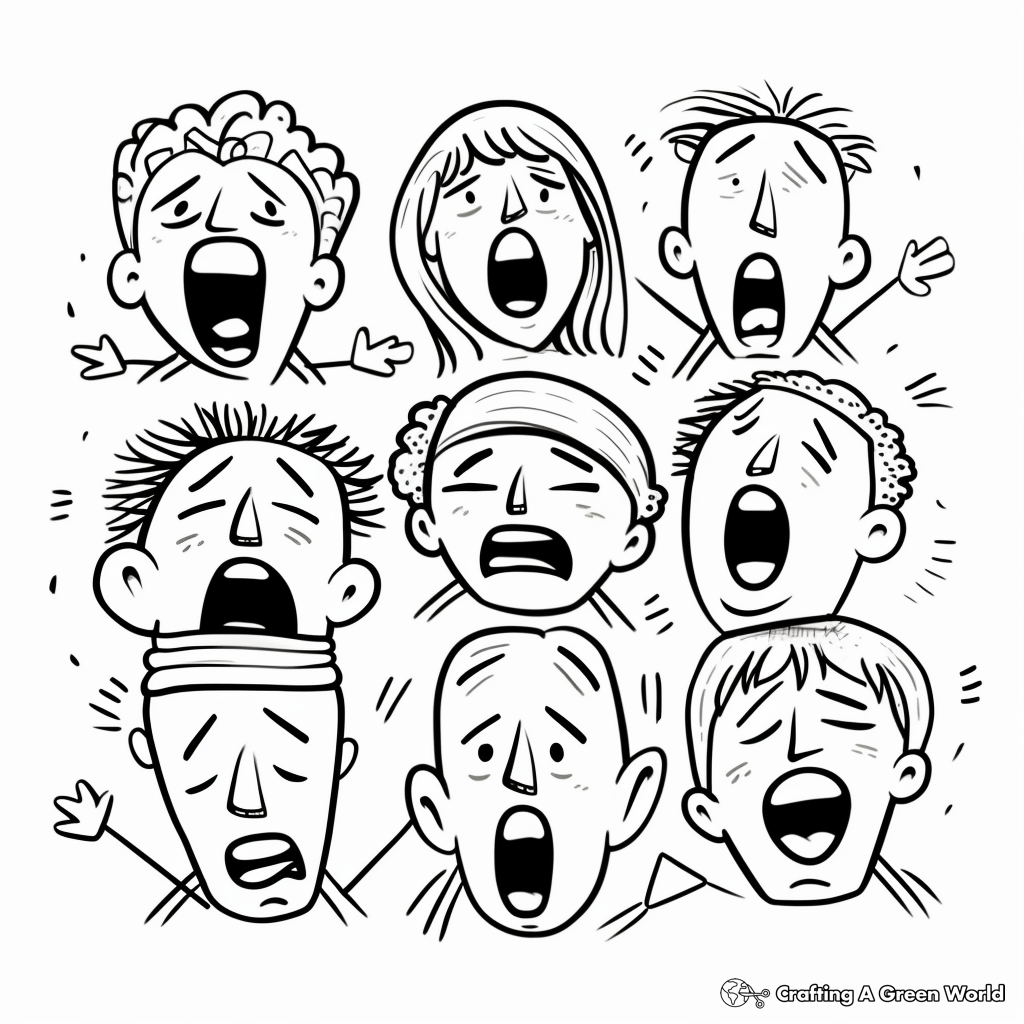 Sleepy Yawning Faces Coloring Pages 3