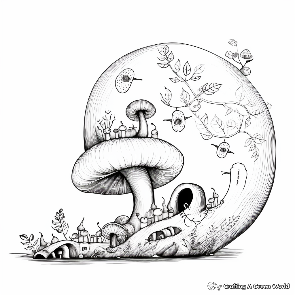 Slumbering Snails on Mushroom Coloring Pages 1