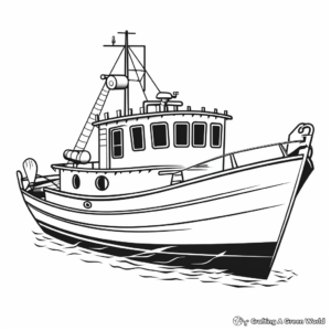 Small Traditional Fishing Boat Coloring Pages 1
