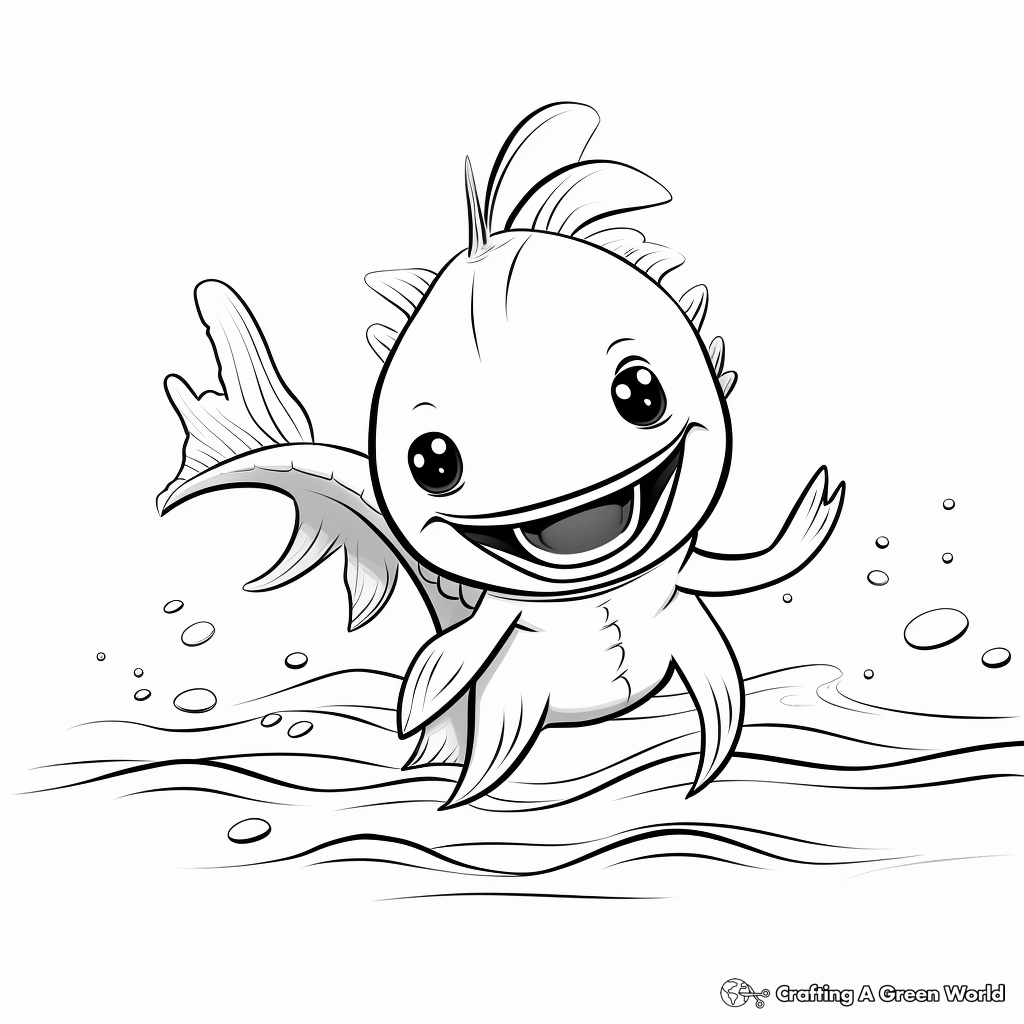 Smiling Axolotl Coloring Pages for Kids 1