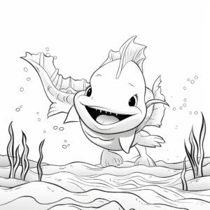 Smiling Axolotl Coloring Pages for Kids 2