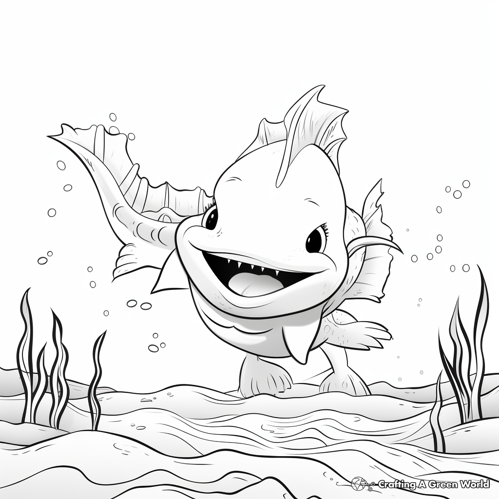 Smiling Axolotl Coloring Pages for Kids 2