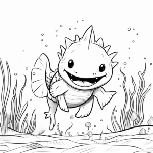Smiling Axolotl Coloring Pages for Kids 3