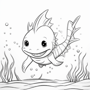 Smiling Axolotl Coloring Pages for Kids 4