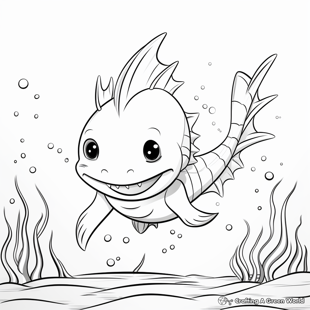 Smiling Axolotl Coloring Pages for Kids 4