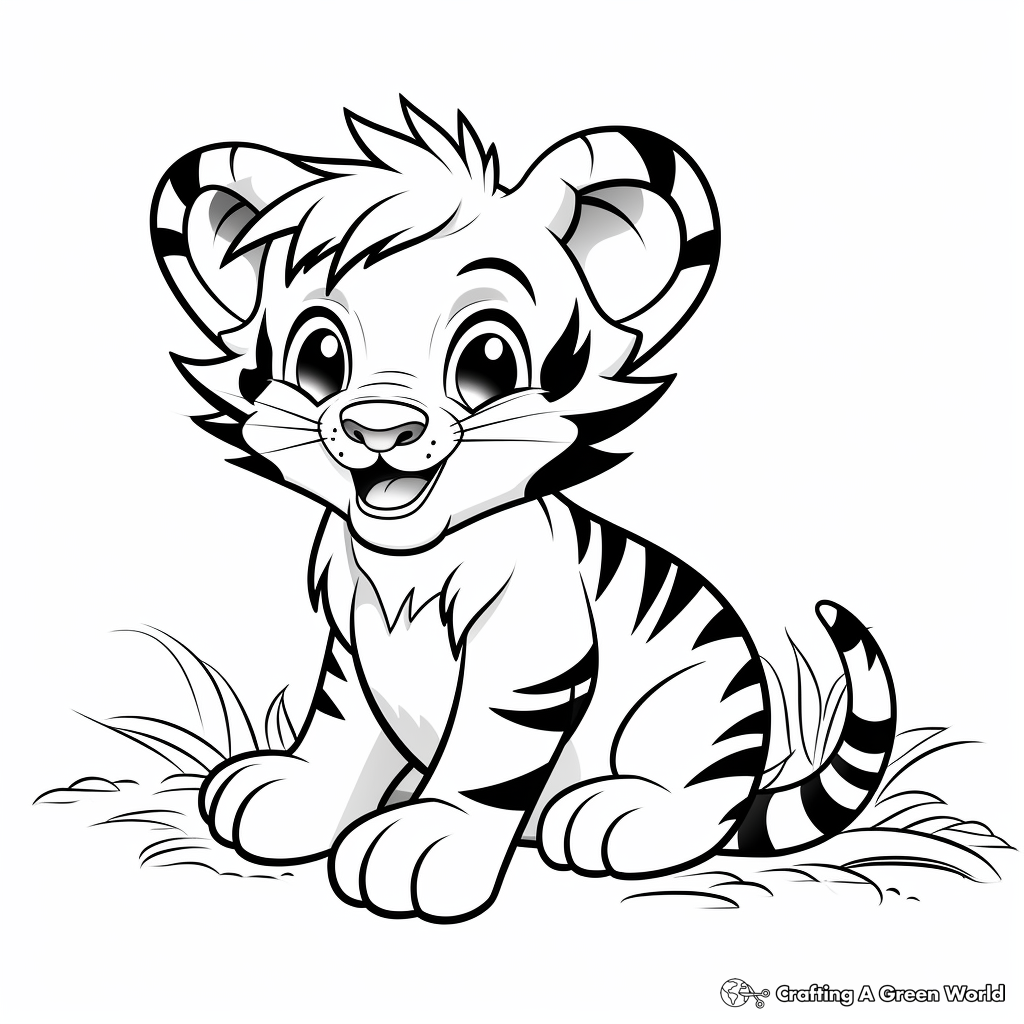 Smiling Baby Tiger Color Pages for Preschoolers 1