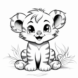 Smiling Baby Tiger Color Pages for Preschoolers 3