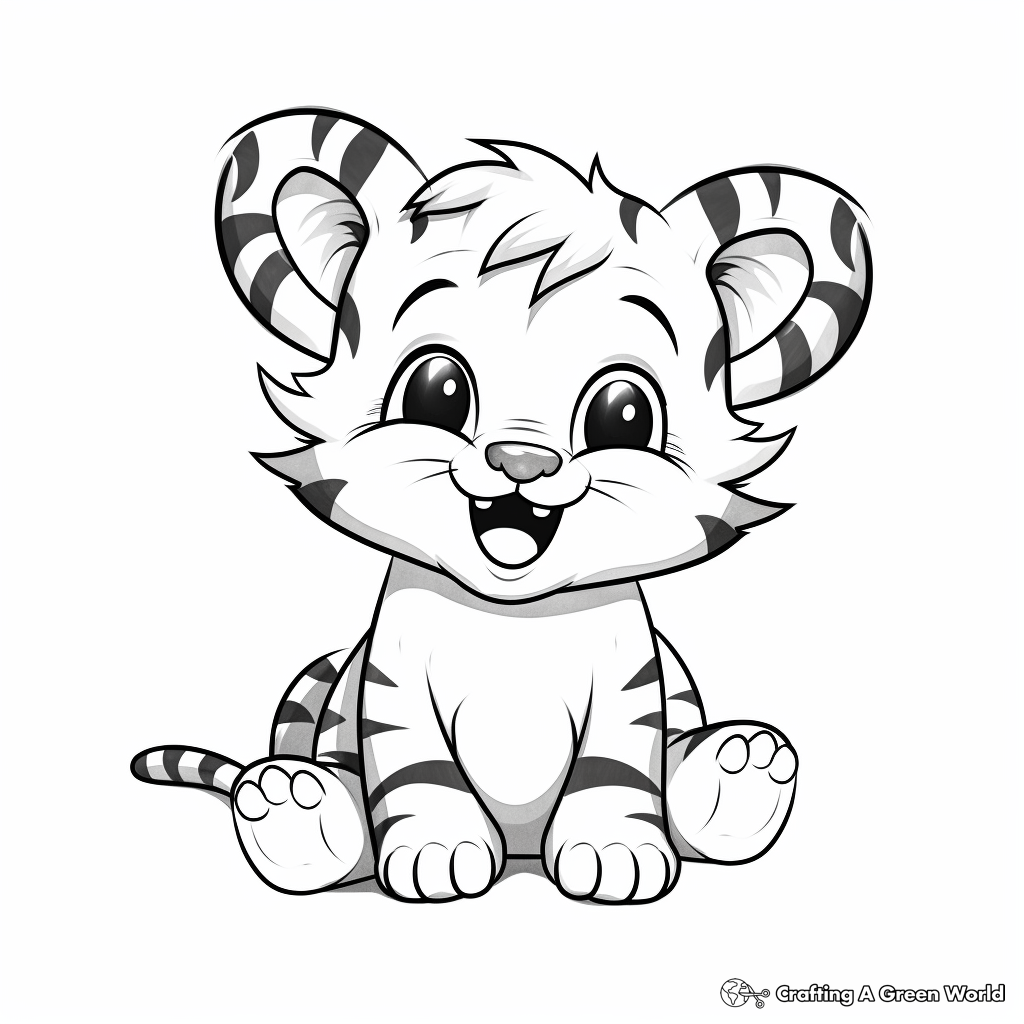 Smiling Baby Tiger Color Pages for Preschoolers 4