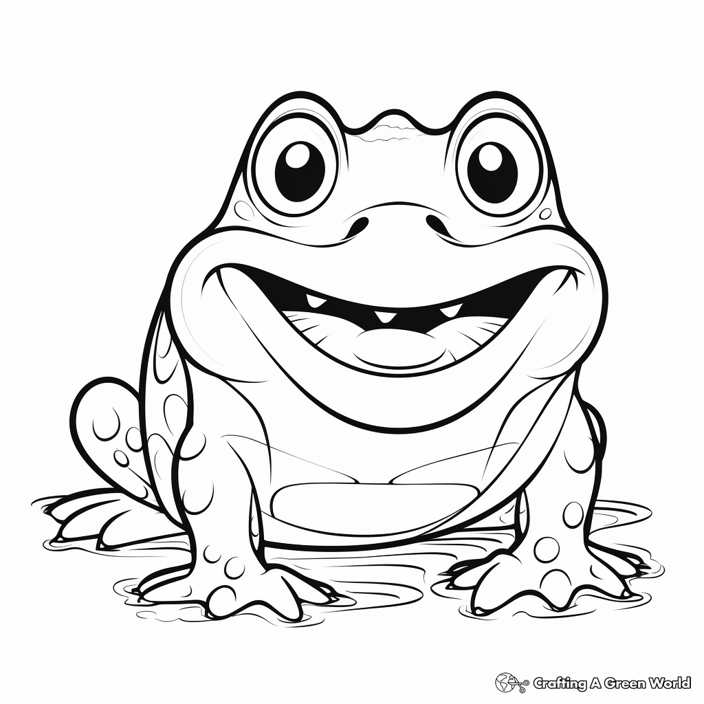 Smiling Cartoon Bullfrog Coloring Pages 1