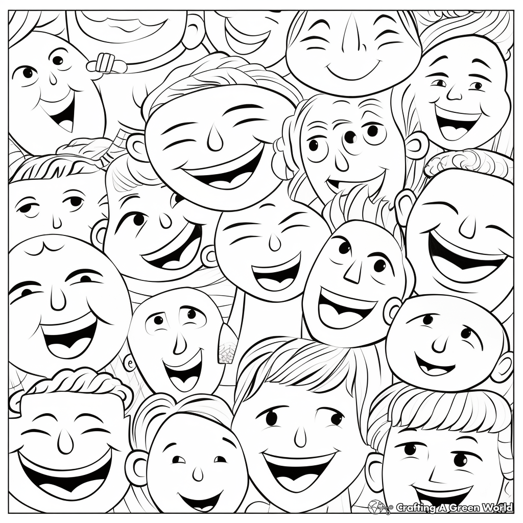 Smiling Faces Coloring Pages 1