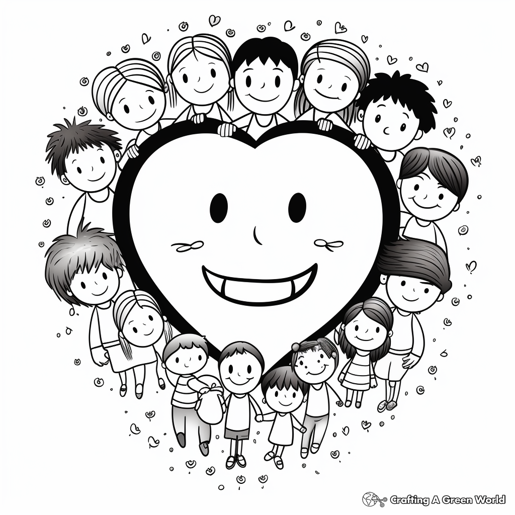 Smiling Faces Spreading Love Coloring Pages 1