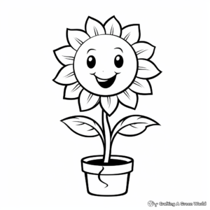 Smiling Sunflower Coloring Pages 1