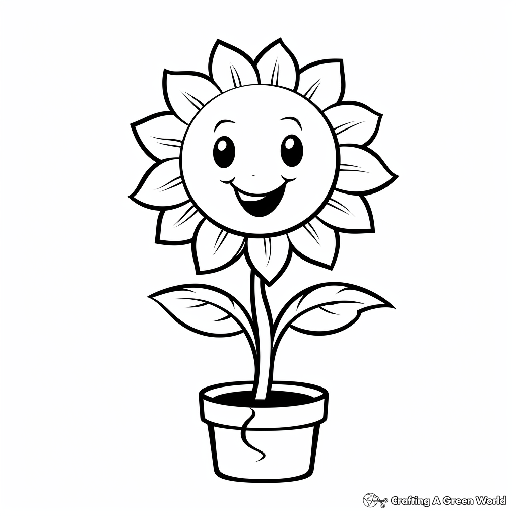 Smiling Sunflower Coloring Pages 1