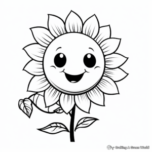 Smiling Sunflower Coloring Pages 3