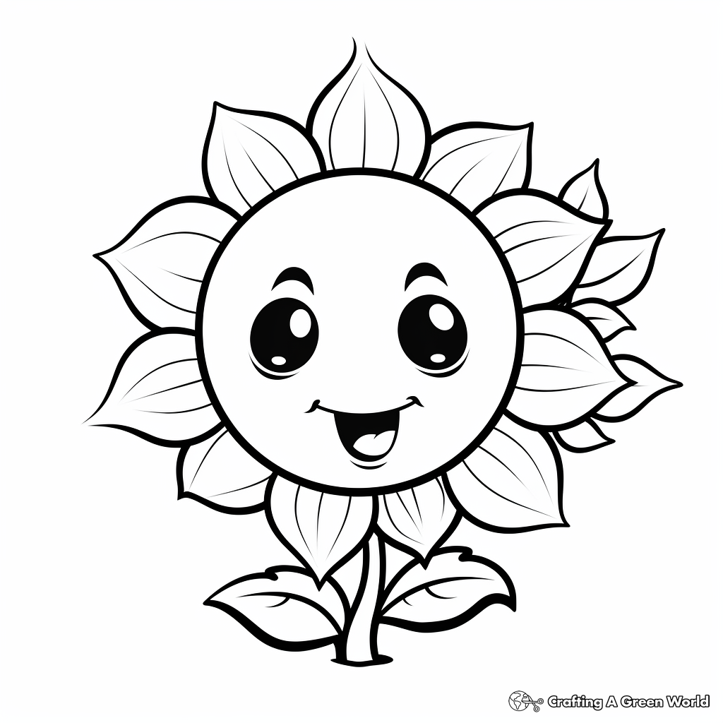 Smiling Sunflower Coloring Pages 4