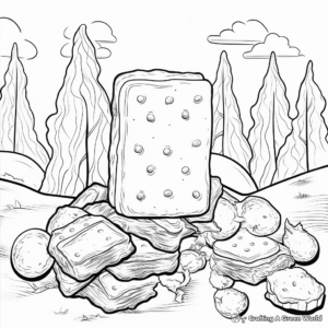 S'mores in the Wild: Forest Scene Coloring Pages 1