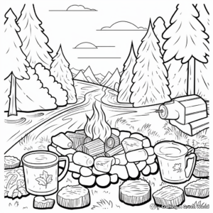 S'mores in the Wild: Forest Scene Coloring Pages 4
